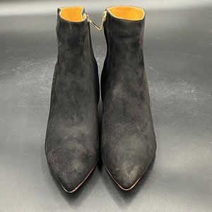 Black suede pointy toe kitten low heels slippers ankle boots booties pumps shoes